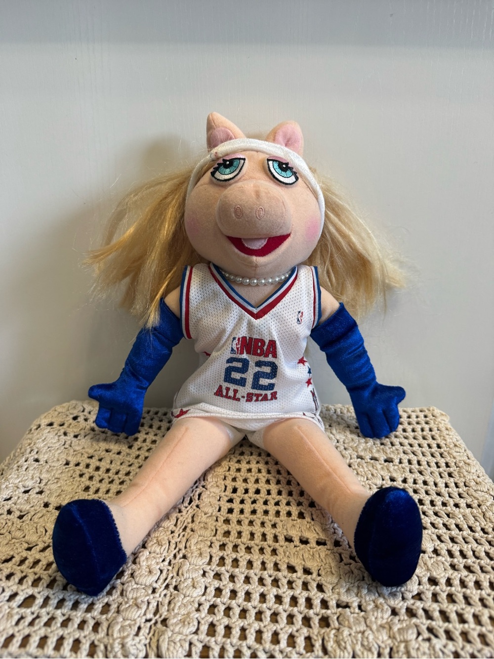 Vintage Miss Piggy Muppets Plush NBA All-Star Basketball 22 Sababa